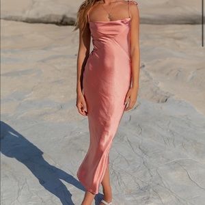 Rose midi silk slip dress